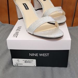 Nine West Sandals, Silver, Size 10M